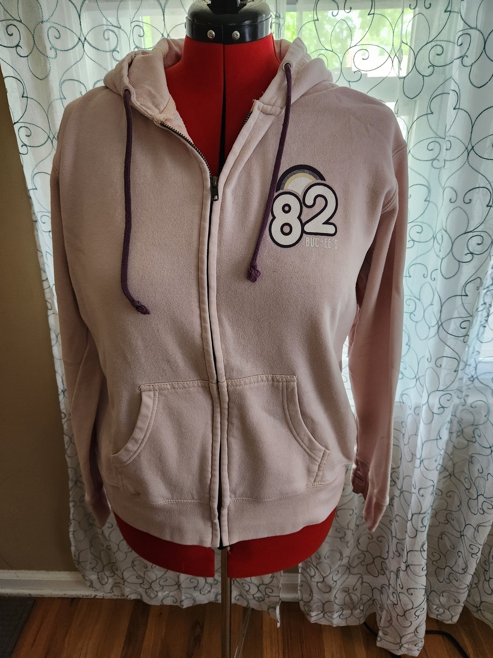 Bucee's Graphic Zip-Up Hoodie in Dusty Pink